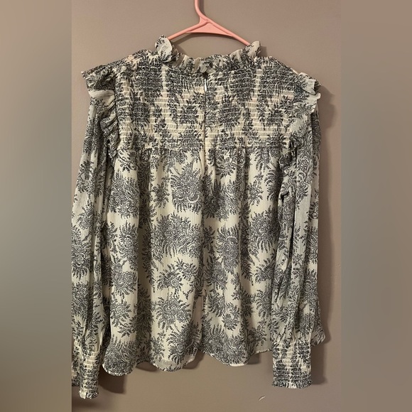 Ann Taylor shimmer paisley smocked ruffle top blouse size small - Picture 8 of 8